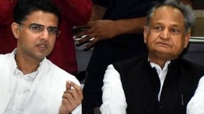 Congress leader Sachin Pilot (left) with Rajasthan CM Ashok Gehlot