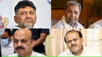 (clockwise): DK Shivakumar, Siddaramaiah, Basavaraj Bommai and HD Kumaraswamy. (clockwise): DK Shivakumar, Siddaramaiah, Basavaraj Bommai and HD Kumaraswamy.