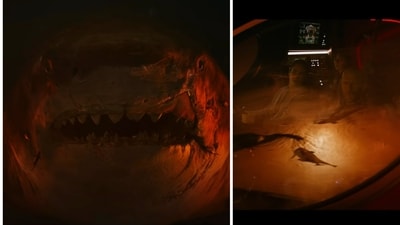 Stills from The Meg 2 The Trench trailer.