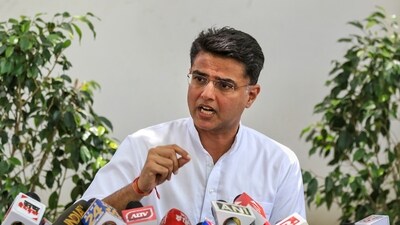 Jaipur: Congress leader Sachin Pilot addresses a press conference at his residence, in Jaipur, Tuesday, May 9, 2023. (PTI) Jaipur: Congress leader Sachin Pilot addresses a press conference at his residence, in Jaipur, Tuesday, May 9, 2023. (PTI)