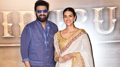 Prabhas and Kriti Sanon posed together for the photographers. Helmed by Om Raut, Adipurush is a mythological drama based on the epic Ramayana. The film stars Prabhas as Raghava, Kriti Sanon as Janaki, and Sunny Singh as Lakshman. In the film, Saif Ali Khan will be seen essaying the role of Lankesh. Prabhas and Kriti Sanon posed together for the photographers. Helmed by Om Raut, Adipurush is a mythological drama based on the epic Ramayana. The film stars Prabhas as Raghava, Kriti Sanon as Janaki, and Sunny Singh as Lakshman. In the film, Saif Ali Khan will be seen essaying the role of Lankesh.