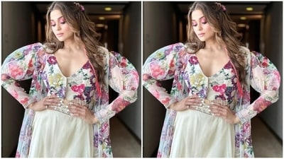 In a white floral bralette, Shamita added a dramatic matching long shrug and a white skirt as she posed for the pictures. (Instagram/@shamitashetty_official) In a white floral bralette, Shamita added a dramatic matching long shrug and a white skirt as she posed for the pictures. (Instagram/@shamitashetty_official)