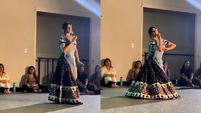 The image shows Vinita Hazari dancing to Madhuri Dixit’s O Re Piya. (Instagram/@vinihazari) The image shows Vinita Hazari dancing to Madhuri Dixit’s O Re Piya. (Instagram/@vinihazari)