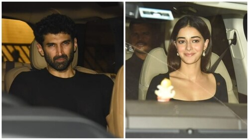 Aditya Roy Kapur and Ananya Panday at Karan Johar's house. (Varinder Chawla) Aditya Roy Kapur and Ananya Panday at Karan Johar's house. (Varinder Chawla)