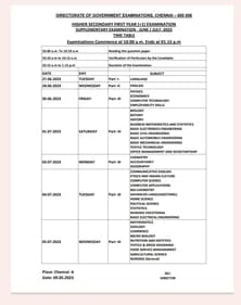 TN Inter supply time table