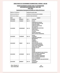 Second Year Time Table