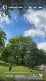 Saba also shared a brief clip as she took a walk inside a park.