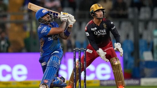 Suryakumar Yadav bats during the IPL encounter against Royal Challengers Bangalore (AP)