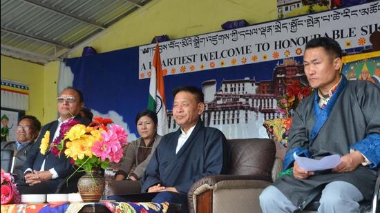 President of central Tibetan Administration Penpa Tsering at Tibetan school in Chotta Shimla. (Deepak Sansta/HT)