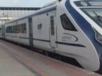 Delhi-Varanasi Vande Bharat 2.0 at Prayagraj junction station. (HT Photo) Delhi-Varanasi Vande Bharat 2.0 at Prayagraj junction station. (HT Photo)
