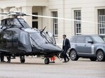 Rishi Sunak boards a helicopter at Wellington barracks London on Tuesday for a short flight to Southampton. Rishi Sunak boards a helicopter at Wellington barracks London on Tuesday for a short flight to Southampton.