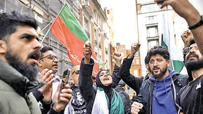 “We are concerned about the developments in Pakistan and fear for Imran Khan’s life. He is fighting against the hold of all kinds of mafia in Pakistani society. Thousands of British-Pakistanis from different walks of life have come out to raise their voice against this injustice in the UK. Hundreds of workers have been arrested in different parts of Pakistan for no reason,” said Rana Hamid Afzal, secretary general, PTI UK in a conversation with HT. (REUTERS) “We are concerned about the developments in Pakistan and fear for Imran Khan’s life. He is fighting against the hold of all kinds of mafia in Pakistani society. Thousands of British-Pakistanis from different walks of life have come out to raise their voice against this injustice in the UK. Hundreds of workers have been arrested in different parts of Pakistan for no reason,” said Rana Hamid Afzal, secretary general, PTI UK in a conversation with HT. (REUTERS)