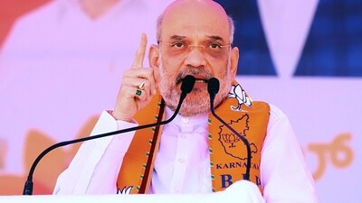 Union Home Minister Amit Shah addresses during a public meeting ahead of Karnataka Assembly elections, at Hunagunda in Bagalkot district on Sunday. (Amit Shah Twitter) Union Home Minister Amit Shah addresses during a public meeting ahead of Karnataka Assembly elections, at Hunagunda in Bagalkot district on Sunday. (Amit Shah Twitter)