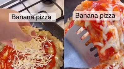 A person made banana pizza. (Instagram/@yourdailydoseofkringe) A person made banana pizza. (Instagram/@yourdailydoseofkringe)