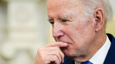 US President Joe Biden listens during a meeting. (AP)