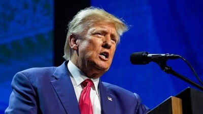 FILE - Former President Donald Trump speaks at the National Rifle Association Convention in Indianapolis, on April 14, 2023. (AP) FILE - Former President Donald Trump speaks at the National Rifle Association Convention in Indianapolis, on April 14, 2023. (AP)