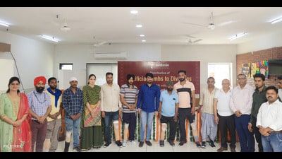 Nine disabled persons received artificial limbs at a camp organised by Vardhman Textiles in Ludhiana (HT Photo) Nine disabled persons received artificial limbs at a camp organised by Vardhman Textiles in Ludhiana (HT Photo)