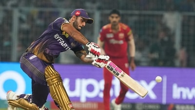 Kolkata: Kolkata Knight Riders batter Nitish Rana plays a shot during the IPL 2023 cricket match between Kolkata Knight Riders and Punjab Kings, at Eden Gardens in Kolkata, Monday, May 8, 2023. (PTI Photo/Swapan Mahapatra)(PTI05_08_2023_000383B) (PTI) Kolkata: Kolkata Knight Riders batter Nitish Rana plays a shot during the IPL 2023 cricket match between Kolkata Knight Riders and Punjab Kings, at Eden Gardens in Kolkata, Monday, May 8, 2023. (PTI Photo/Swapan Mahapatra)(PTI05_08_2023_000383B) (PTI)