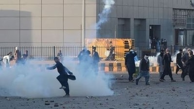 PTI supporters attack Army Headquarters in Rawalpindi after arrest of their party chief Imran Niazi on Tuesday.