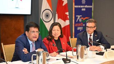 Union commerce and industry minister Piyush Goyal and his Canadian counterpart, Mary Ng. (Twitter) Union commerce and industry minister Piyush Goyal and his Canadian counterpart, Mary Ng. (Twitter)