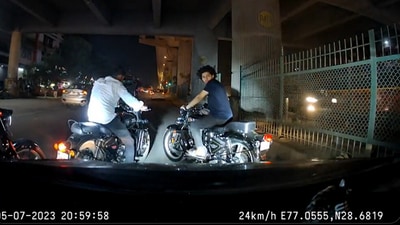 Screengrab of the video shared by the Twitter user showing the moment his car was stopped by a group of unidentified men. (Twitter/@ParveenHere)