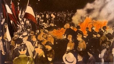 The Nazi book burnings were an undeniable symbol that the progressive spirit of the Weimar Republic was over (akg-images/picture alliance ) The Nazi book burnings were an undeniable symbol that the progressive spirit of the Weimar Republic was over (akg-images/picture alliance )