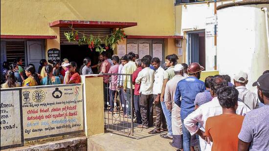 A polling booth in Chikmagalur. (PTI)