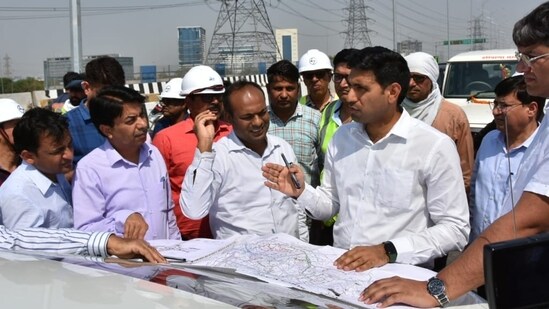 Gurugram DC Nishant Kumar Yadav visited the spot and inspected the stretch, which is slated to be completed in the next three to four months.