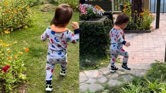 Preity Zinta posted a video on Instagram of her son Jai walking in a garden.