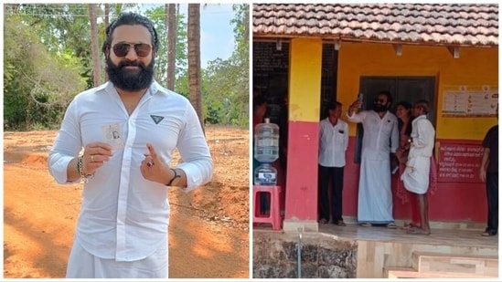 Rishab Shetty shared photos of himself after he voted during the Karnataka assembly elections.
