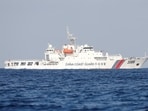 A China Coast Guard vessel patrols at the disputed Scarborough Shoal. 
