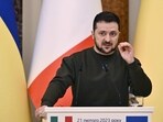 Russia-Ukraine War: Ukrainian President Volodymyr Zelensky gestures as he speaks during a press conference.