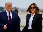 Former US President Donald Trump walks with first lady Melania Trump. Former US President Donald Trump walks with first lady Melania Trump.