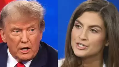 Donald Trump and Kaitlin Collins are seen. Donald Trump and Kaitlin Collins are seen.