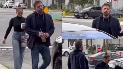 Ben Affleck and Jennifer Lopez were filmed as they got into their car. Ben Affleck and Jennifer Lopez were filmed as they got into their car.