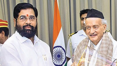 Eknath Shinde with Bhagat Singh Koshyari. (ANI) Eknath Shinde with Bhagat Singh Koshyari. (ANI)
