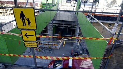A view of a collapsed pedestrian bridge in which around 24 people, a majority of them children, were injured in Espoo, Finland. (via REUTERS)