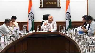 Haryana chief minister Manohar Lal Khattar during a cabinet meeting. Haryana chief minister Manohar Lal Khattar during a cabinet meeting.