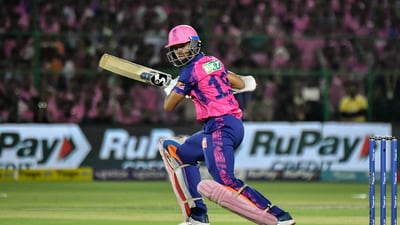 Jaipur: Rajasthan Royals batter Yashasvi Jaiswal plays a shot during the IPL 2023 cricket match between Rajasthan Royals and Sunrisers Hyderabad, at Sawai Mansingh Stadium in Jaipur, Sunday, May 7, 2023. (PTI Photo)(PTI05_07_2023_000293B) (PTI) Jaipur: Rajasthan Royals batter Yashasvi Jaiswal plays a shot during the IPL 2023 cricket match between Rajasthan Royals and Sunrisers Hyderabad, at Sawai Mansingh Stadium in Jaipur, Sunday, May 7, 2023. (PTI Photo)(PTI05_07_2023_000293B) (PTI)