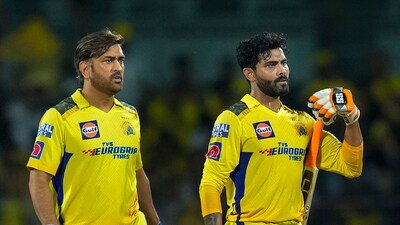 Chennai Super Kings batters MS Dhoni and Ravindra Jadeja during the IPL 2023 cricket match between CSK and DC (PTI) Chennai Super Kings batters MS Dhoni and Ravindra Jadeja during the IPL 2023 cricket match between CSK and DC (PTI)
