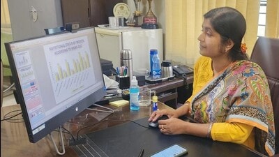 Prof Neelam Yadav of the Centre of Food Technology, Institute of Professional Studies of AU (HT Photo)