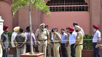 Punjab director general of police (DGP) Gaurav Yadav with commissioner of police Naunihal Singh inspecting the spot where a blast took place at Heritage Street near Golden Temple in Amritsar. Punjab director general of police (DGP) Gaurav Yadav with commissioner of police Naunihal Singh inspecting the spot where a blast took place at Heritage Street near Golden Temple in Amritsar.