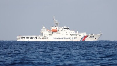 A China Coast Guard vessel patrols at the disputed Scarborough Shoal. (File/ Reuters)