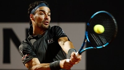 Italy's Fabio Fognini in action during his round of 128 match against Britain's Andy Murray (REUTERS)