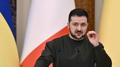 Russia-Ukraine War: Ukrainian President Volodymyr Zelensky gestures as he speaks during a press conference. (AFP) Russia-Ukraine War: Ukrainian President Volodymyr Zelensky gestures as he speaks during a press conference. (AFP)