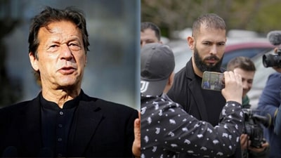 Andrew Tate has sparked outrage on social media once again, this time for showing support for Pakistan's former Prime Minister Imran Khan. (ANI, AP) Andrew Tate has sparked outrage on social media once again, this time for showing support for Pakistan's former Prime Minister Imran Khan. (ANI, AP)