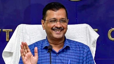 Delhi Chief Minister Arvind Kejriwal addresses the media at the Delhi Secretariat after the Supreme Court's ruling on the regulation of services matters. (PTI)