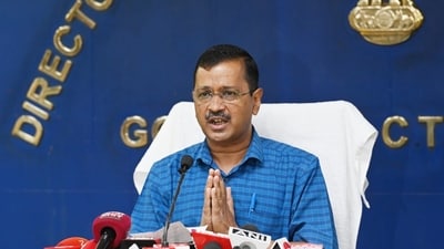 Delhi CM Arvind Kejriwal addresses a press conference after the judgment by the Supreme Court of India at Delhi Secretariat (Sanchit Khanna/ Hindustan Times)