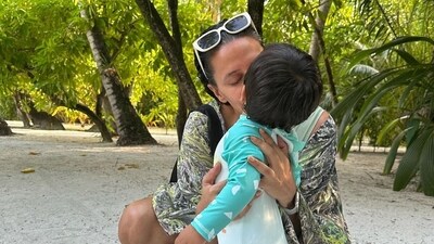 Neha Dhupia shared another holiday photo with her son taken during a recent family trip to Maldives. Neha Dhupia shared another holiday photo with her son taken during a recent family trip to Maldives. 