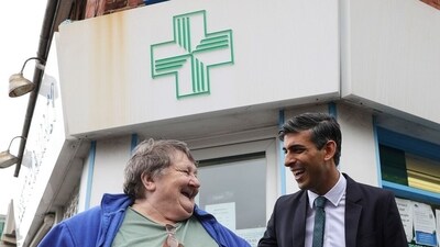 Rishi Sunak at his family's pharmacy. (Instagram ) Rishi Sunak at his family's pharmacy. (Instagram )